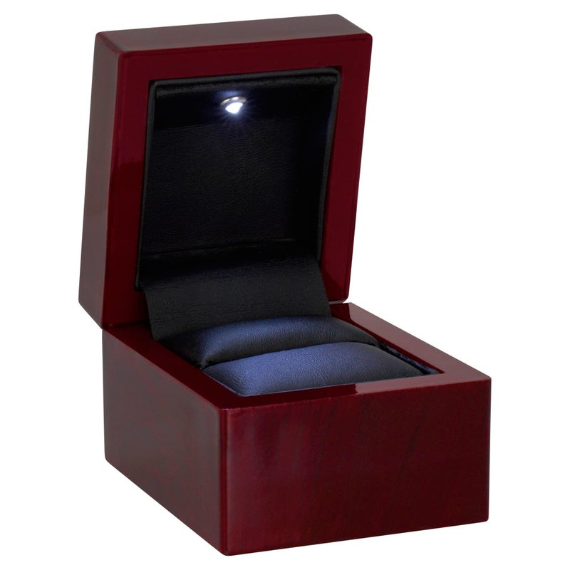 Noble Pack Noble Luxury Ring Box with Light - Unique LED Engagement Ring Box for Proposal Ring or Special Occasions (Mahogany/Black Insert) - Image 3